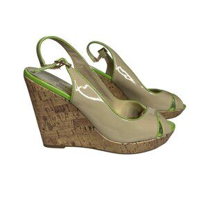Tommy Hilfiger Wedge Sandals Shoes Womens Size 8 M Tan Green Cork